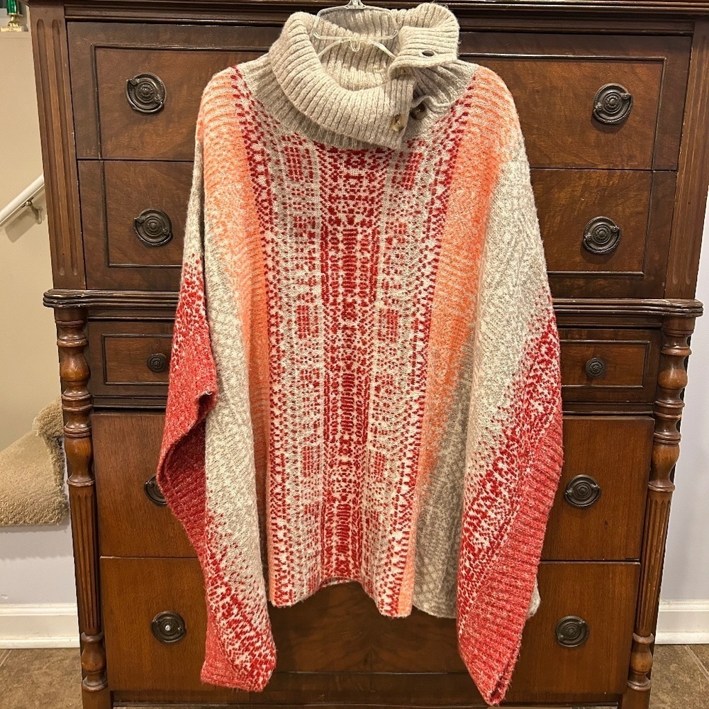 Caslon Jacquard Oversized Knit Boxy Poncho